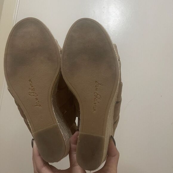 SAM EDELMAN tan Bow leather espadrille slingback wedges size 8 - Picture 6 of 7